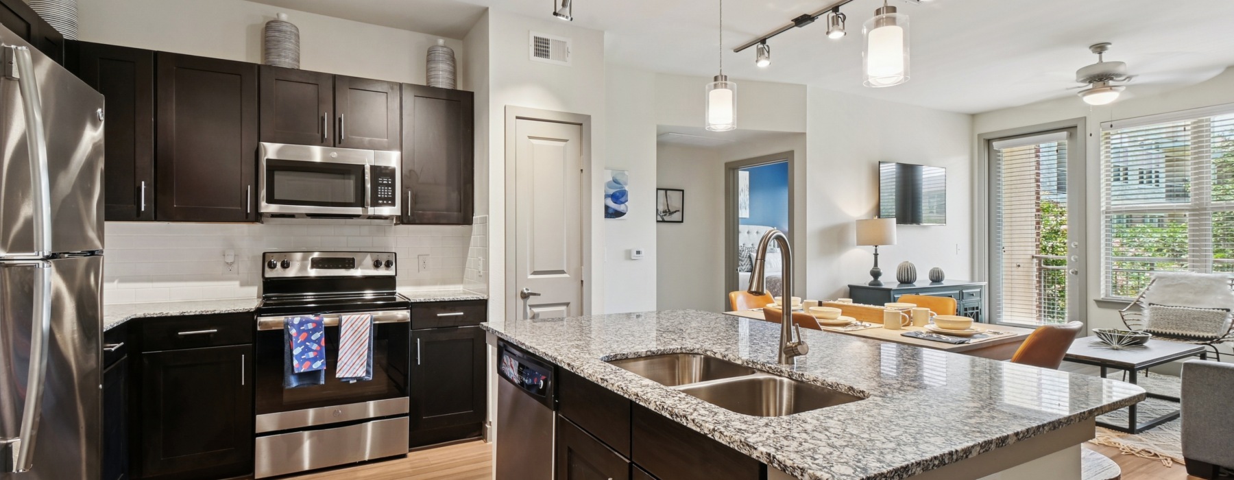 stainless appliances and granite counters